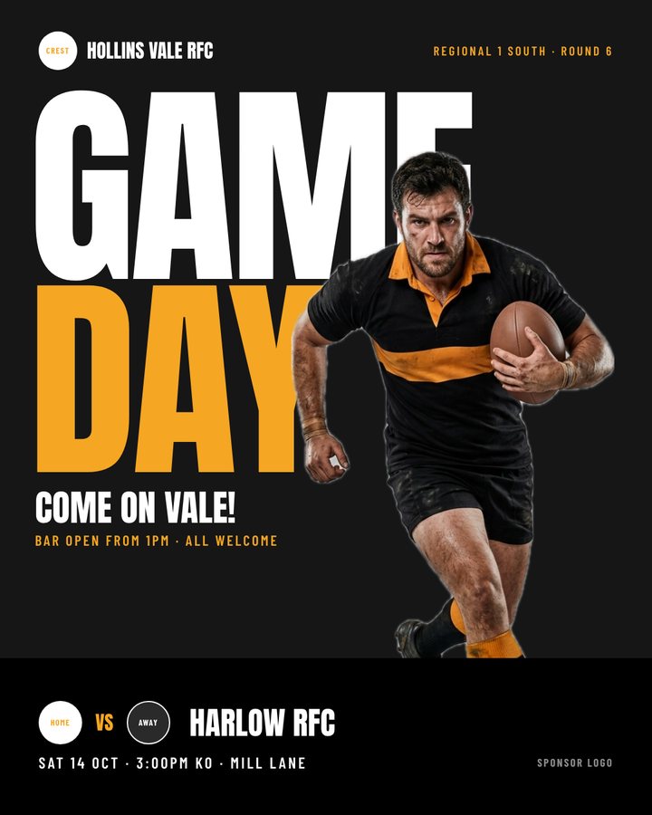 Gameday template in black and amber