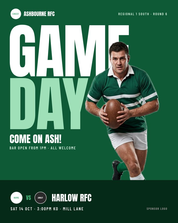 Gameday template in green and white