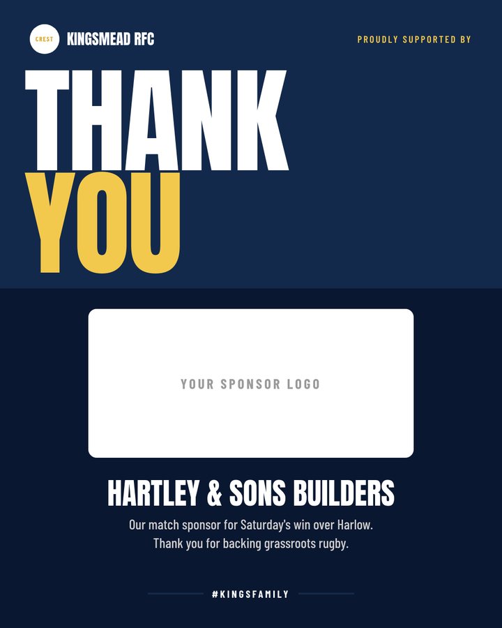 Sponsor thank you template in navy and gold